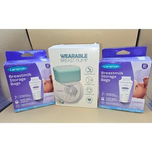 Wearable Breast Pump & 50 Breastmilk Storage Bags New Sealed
